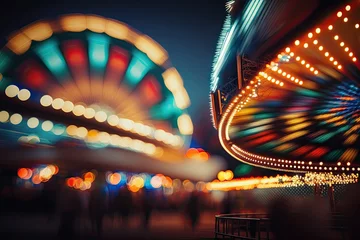 Papier Peint photo autocollant Parc dattractions Amusement park toy blurred background. Blurred effect. Generative AI.