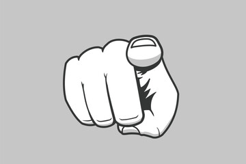 Hand pointing finger into observer vector illustration