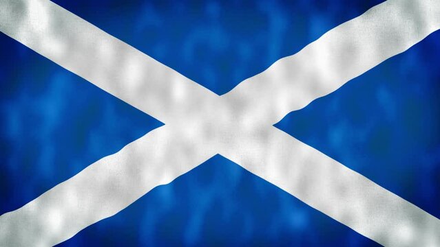 Scotland flag Motion Loop video waving in wind. Realistic Scottish Flag background. Scotland Flag Looping Closeup 4k footage. Scotland EU European country flags footage video.