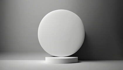Podium rond blanc moderne, plate-forme de scène, marche sur fond 3D avec présentation de produits, scène de studio ou piédestal vide, cylindre géométrique et vide minimal, stand de cosmétique