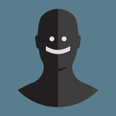 avatar smile, men silhouette icon, vector illustration 