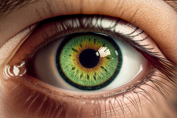 close up of green eye