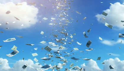 Money Falling from Sky - Business Concept - Generative AI