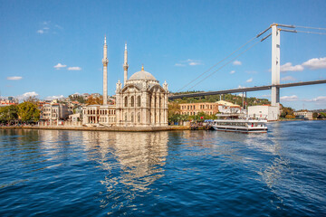 Fototapeta na wymiar Ortakoy mosque on the shore of Bosphorus in Istanbul, Turkey