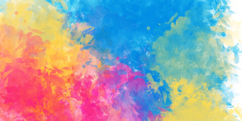 Colorful watercolor background with vintage texture design on white paper background. 