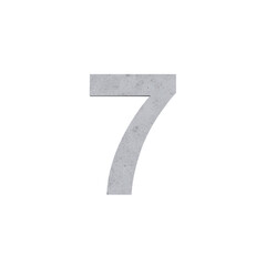 7 number numerical letters cement concrete isolated. Alphabetical font. Grunge 3D, realistic vector illustration