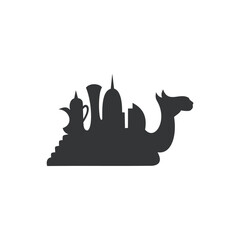 Doha qatar city combination camel silhouette