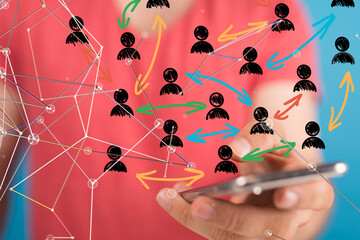 Abstract network of physical devices on the Internet using a network connection with statistics...