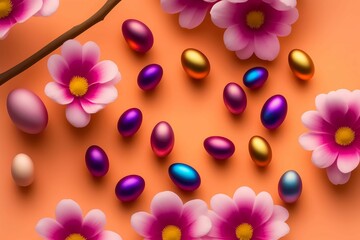 Brighten Up Your Easter: A Stunning Collection of Multi-Colored Eggs on a Solid Background - AI Generated