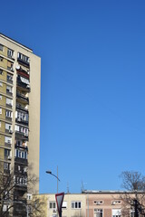 Fototapeta premium Brutalist architecture buildings on a sunny day 