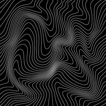 Black Abstract Seamless Weather Map. Topographic Map Lines, Contour Background. Geographic and Meteorological Linear Pattern. Vector Temperature Card