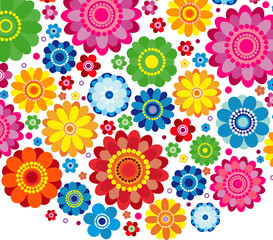 Flowers spring design on a white  background, floral vector illustration.