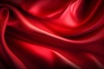 Plakat Red silk satin fabric textile material texture background