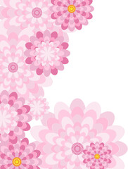 Spring congratulatory floral background. Festive paper flowers on a square light frame. Grunge bright pink background. 