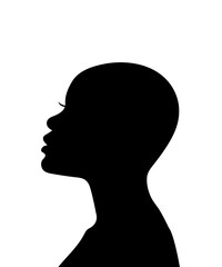 Naklejka na ściany i meble Black silhouette of the head african woman in profile. Vector illustration