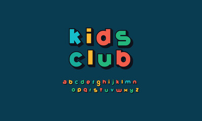 Beautiful Colorful 3D Kids logo Fonts, Creative Typography Fonts for Children's Books, Educational Materials, and Fun Projects" Letters, Numbers and Symbols for Kids. Colorful 3D kids alphabet design 