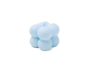 Bubble candle isolated on white background. Blue candle with a pleasant aroma.