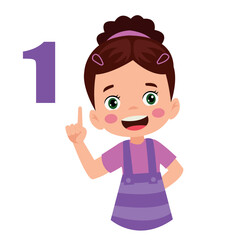 Cute little boy is studying math by counting his finger