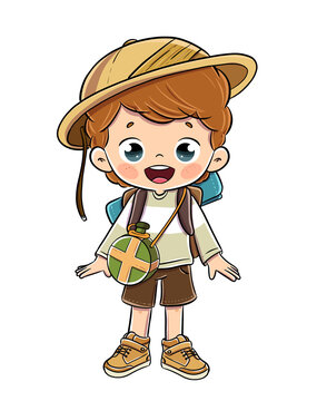 Boy in a safari or explorer outfit