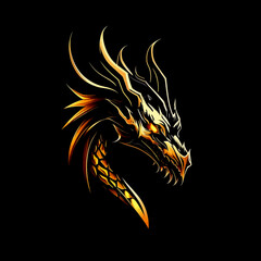 Dragon vector icon illustration design logo template, isolated is White background.
