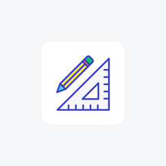 Draw, pencil, ruler, design, stationery fully editable vector fill icon 