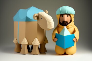 toy arab man and camel cute islamic, Generative AI