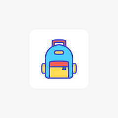 Bag, school bag, education, backpack fully editable vector fill icon 