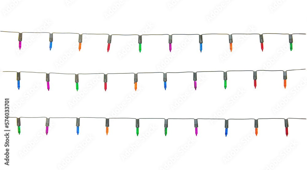 Wall mural string of christmas lights isolated on white background with clipping path