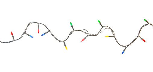 String of christmas lights isolated on white background With clipping path