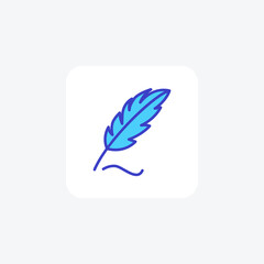 Feather, bird feather fully editable vector fill icon 