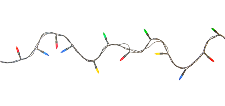 String of christmas lights isolated on white background With clipping path