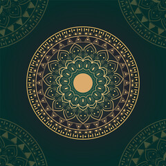 luxury ornamental mandala design background in gold colour