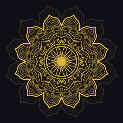 luxury ornamental mandala design background in gold colour