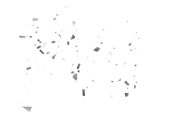 Silver glitter confetti on a white background. Decorative element.