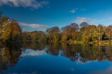 Naklejka na ściany i meble Reflecting Pond In The Autumn 