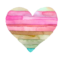 Png Watercolor strip pink heart shape painting on transparent background.