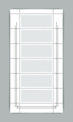 Empty post stamp set. Sale coupons template with perforated borders. Collection paper postmarks. Postal stickers for mail letter. Postage stamps set. Vector illustration.