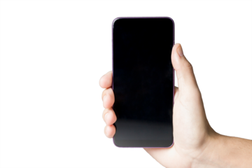 Hand holding smartphone on neutral background. smartphone concept. app concept.