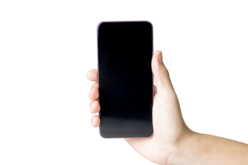 Hand holding smartphone on neutral background. smartphone concept. app concept.