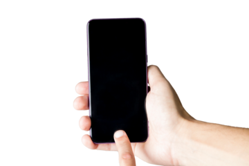 Hand holding smartphone on neutral background. smartphone concept. app concept.