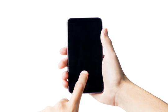 Hand holding smartphone on neutral background. smartphone concept. app concept.