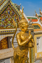 Fototapeta na wymiar Gold Gaurdian Hor Phra Naga Grand Palace Bangkok Thailand