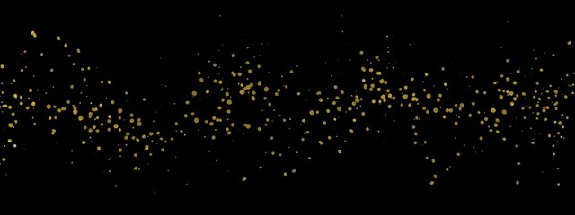 Abstract gold particles on black background, metallic texture, golden flowing dust, luxury creative hand drawn art