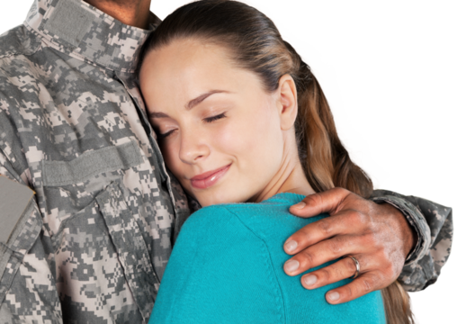 Woman Hugging Soldier