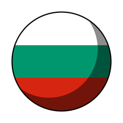 Bulgaria Flag Round Circle Badge Button or Sticker Icon with Contour Outline. Vector Image.