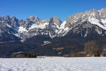 Snow covered mountain range "Wilder Kaiser" Kitzbühel / Ellmau, Tirol, Austria