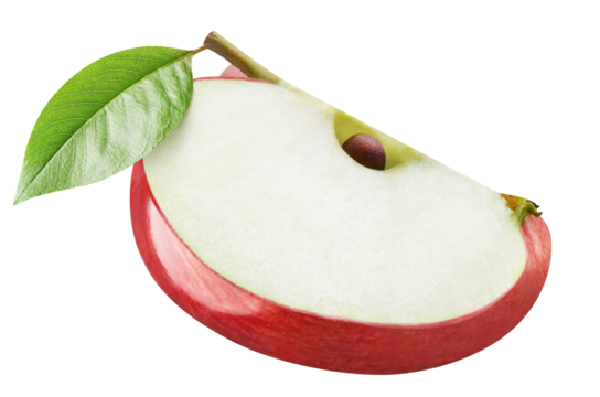 Piece of delicious red apple cut out