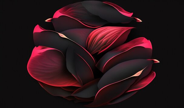  a black and red background with a large flower in the middle of the image and a smaller flower in the middle of the image in the middle of the image.  generative ai