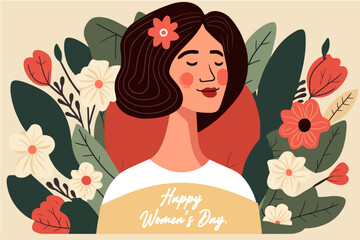 2d digital flat Illustration, greeting to the happy Women's Day