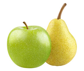 Delicious apple and pear fruits cut out